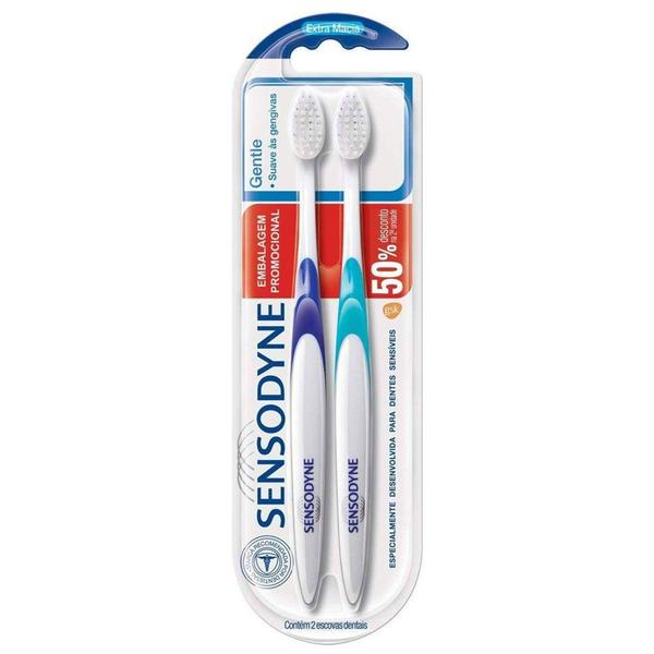 Imagem de Kit c/2 Escovas Dentais Sensodyne Gentle Extra Macia