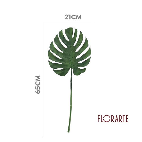 Kit c/ 2 Folhas Artificial Costela de Adão Real Toque Verde 65cm Florarte - Flor Arte Imagem de Kit c/ 2 Folhas Artificial Costela de Adão Real Toque Verde 65cm Florarte