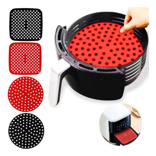 Imagem de Kit C/2 Forro P/airfryer Silicone Quadrado Antiaderente 19cm