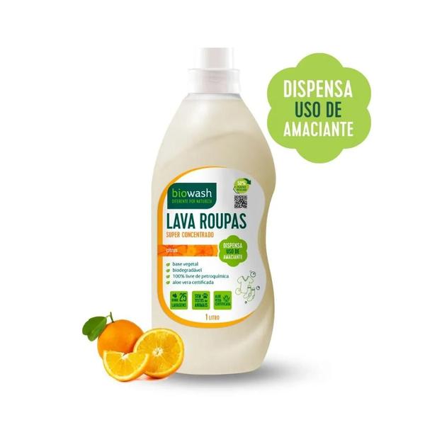 Imagem de Kit c/2: kit lavanderia biowash -  tira manchas 350 gr e lava roupas citrus 1 lt