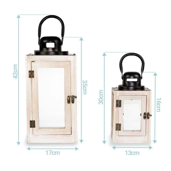 Imagem de Kit C/2 Lanternas Marroquina Decorativa Madeira Branca 42/30