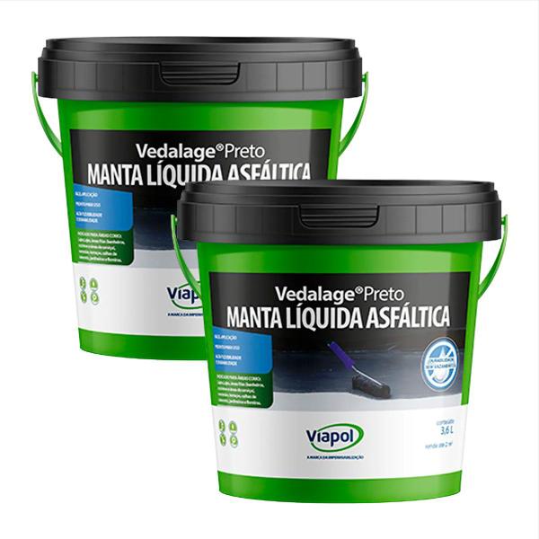 Imagem de Kit C/ 2 Manta Liquida Asfáltica Vedalage Preto 3,6 Litros - Viapol