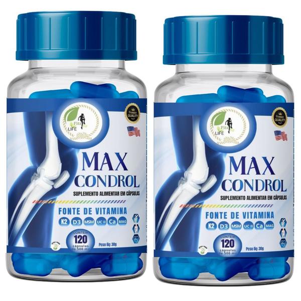 Imagem de KIT C/2 Max Condrol MSM Ácido Hiarulônico 120 Cáps Fits Life