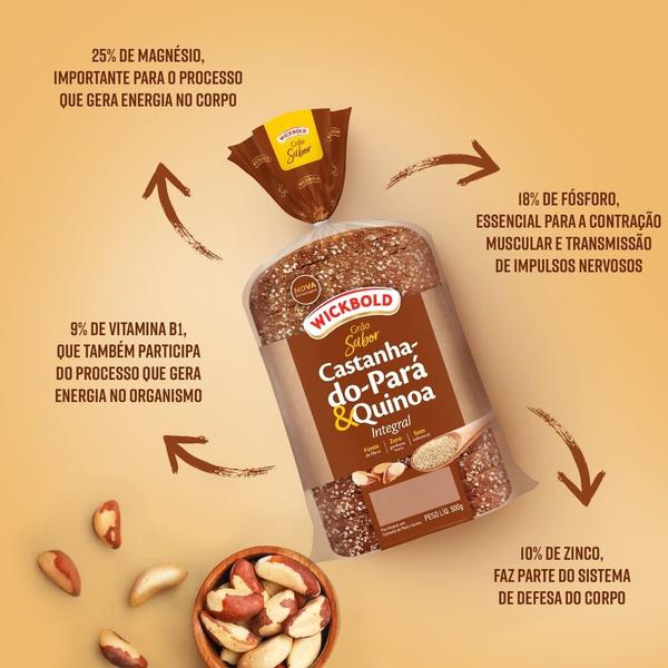Kit c/ 2 Pão de Forma Castanha do Pará e Quinoa Grão Sabor Wickbold 450g Imagem de Kit c/ 2 Pão de Forma Castanha do Pará e Quinoa Grão Sabor Wickbold 450g