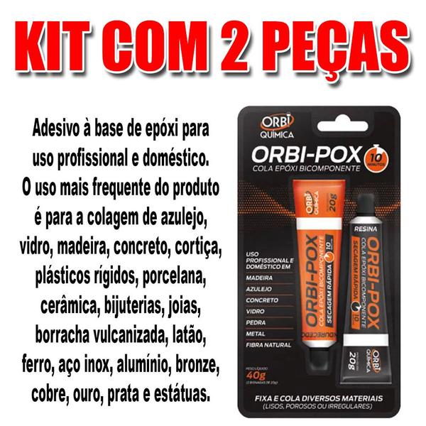 Imagem de Kit C/ 2 Peças - Cola Epoxi OrbiEpoxi De 40 Gramas Orbi Quimica (tipo Esr Araldite)