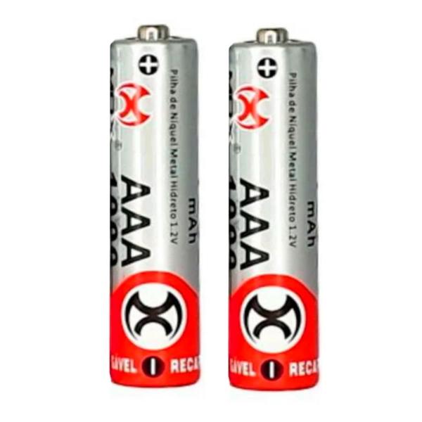 Imagem de Kit c/ 2 Pilhas Recarregáveis PALITO AAA de 1.000mAh + Carregador Rápido Bivolt MOX