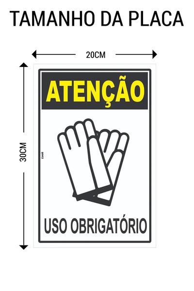 Imagem de Kit c/2 Placas Sinalização EPI Obrigatório Uso Luvas Proteção 