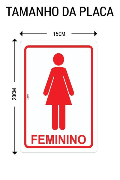 Imagem de Kit c/2 Placas Sinalização Sanitário Banheiro Feminino Mulher WC