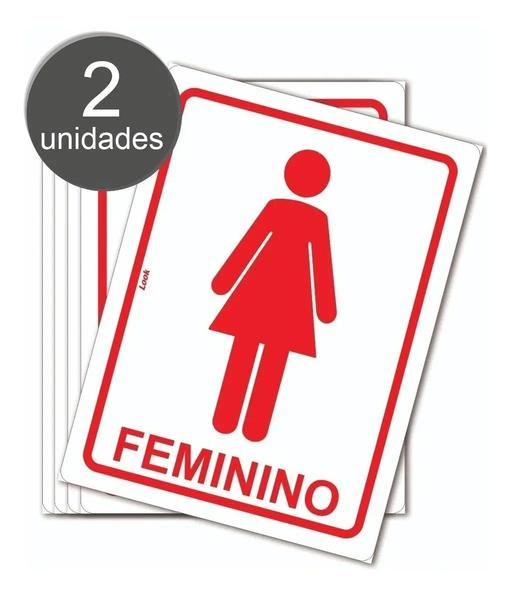 Imagem de Kit c/2 Placas Sinalização Sanitário Banheiro Feminino Mulher WC