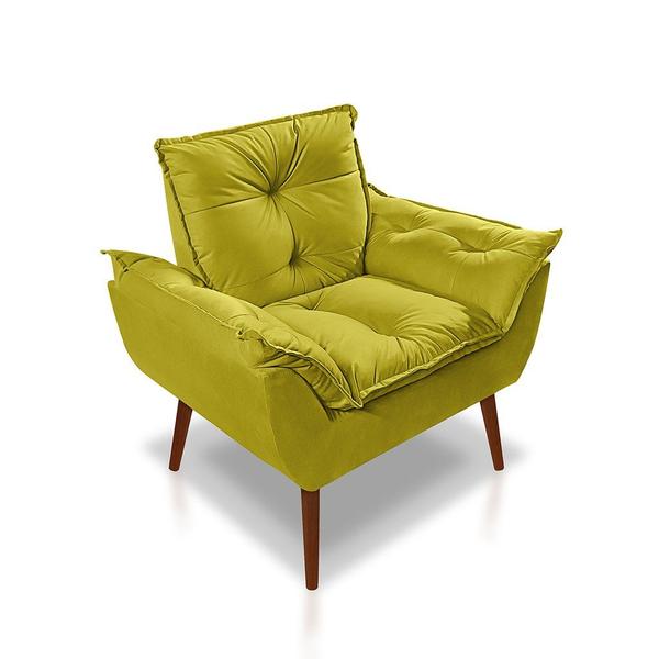 Imagem de Kit C/2 Poltronas Opala + 01 Puff  Opala Elegante Suede Amarelo