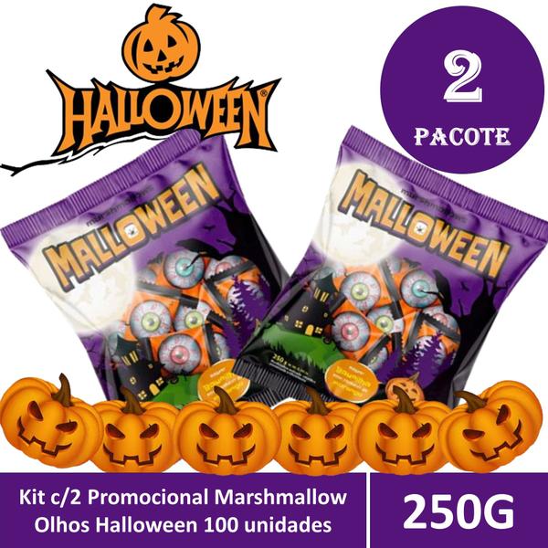 Imagem de Kit c/2 Promocional Marshmallow Olhos Halloween 100 unidades