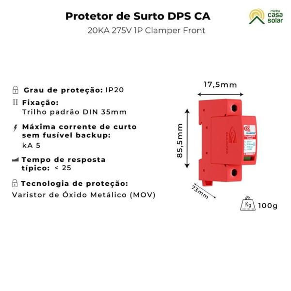 Imagem de Kit C/ 2 Protetor de Surto DPS CA 275V 20kA Clamper Front