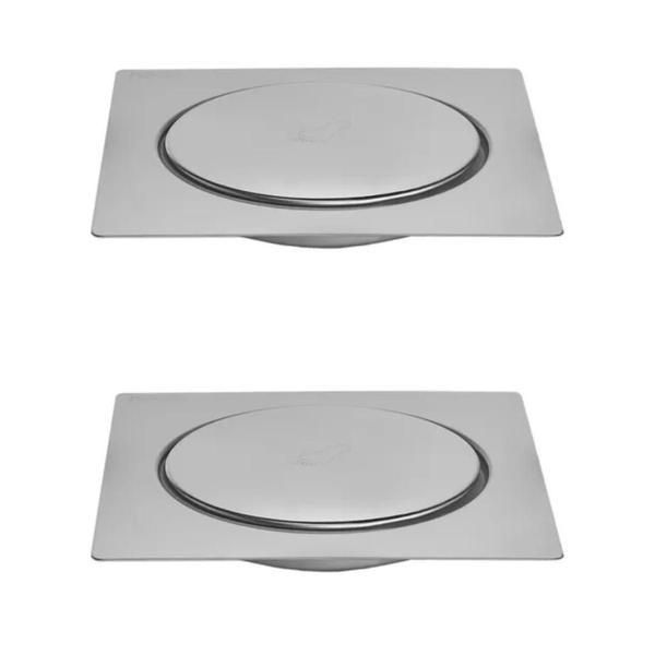 Kit C/2 Ralo Inox Para Piso Click Cromado 10x10 Cm - MONTELAR Imagem de Kit C/2 Ralo Inox Para Piso Click Cromado 10x10 Cm