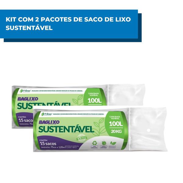 Imagem de Kit C/2 Sacos Para Lixo Sustentável 100 Litros c/15 sacos