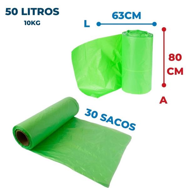 Imagem de Kit C/2 Sacos Para Lixo Sustentável 50 Litros c/30 sacos