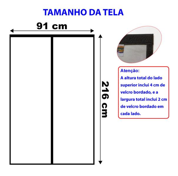 Imagem de Kit c/ 2 telas mosquiteiras magnéticas anti insetos 91 x 216 cm