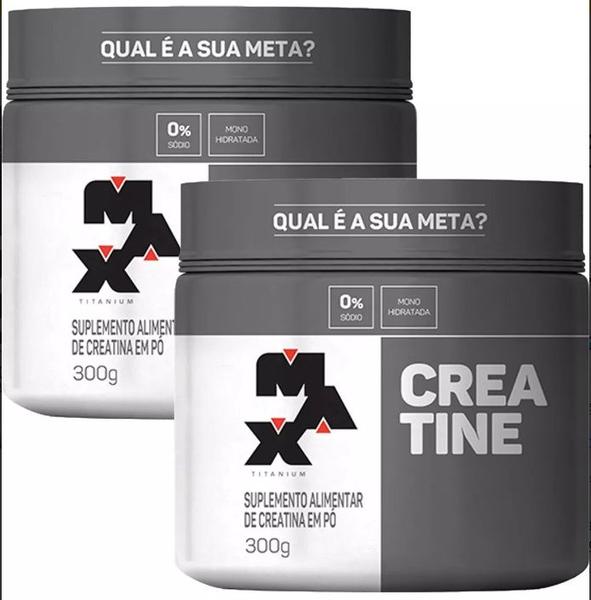 Imagem de Kit c/ 2 un - creatine monohidratada pote 300g - creatina max titanium