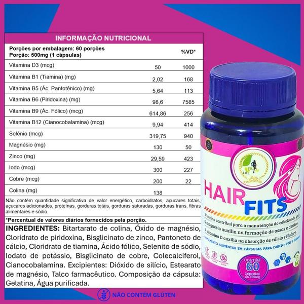 Imagem de KIT C/2 Un. Suplemento Hair Fits Unha Cabelo e Pele Premium 60 Cápsulas - Fits Life