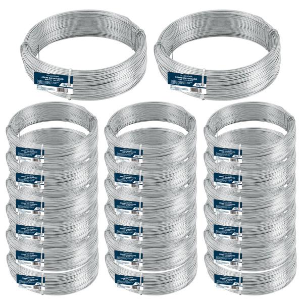 Imagem de Kit c/ 20 Arame Galvanizado Nº16 Bwg 16 Fio 1,65mm Liso 1kg