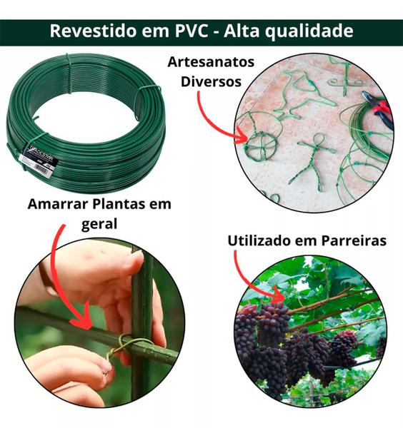 Imagem de Kit C/ 20 Arame P/ Tela Revestido Pvc 1kg Verde Bwg16 1,65mm