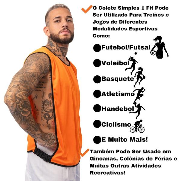 Imagem de Kit C/20 Coletes de Futebol Treino Jogo Simples 1 Fit