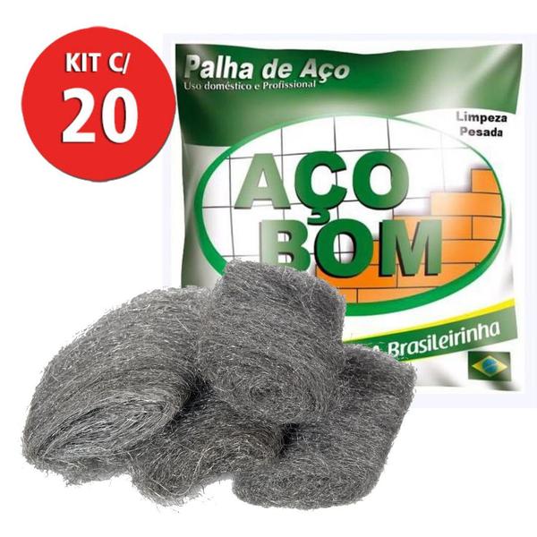 Kit C/ 20 Palha de Aço N.0 Fina Aço Bom - ACO BOM Imagem de Kit C/ 20 Palha de Aço N.0 Fina Aço Bom