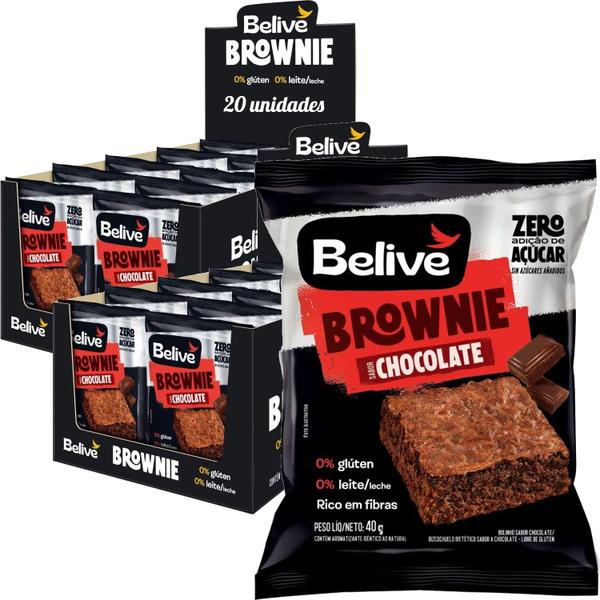 Imagem de Kit c/ 20und Brownie Chocolate Zero BELIVE Sem Gluten 40g