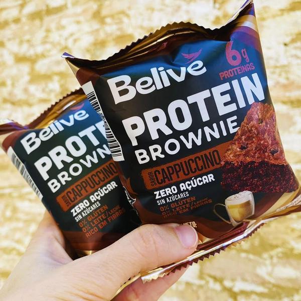 Imagem de Kit c/ 20und Protein Brownie Cappuccino BELIVE Zero 40g