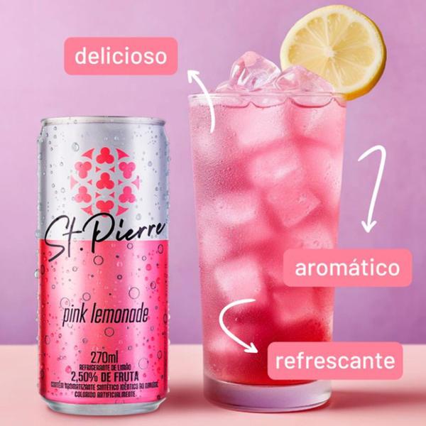 Imagem de Kit c/ 24un Refrigerante Pink Lemonade St Pierre Lata 270ml