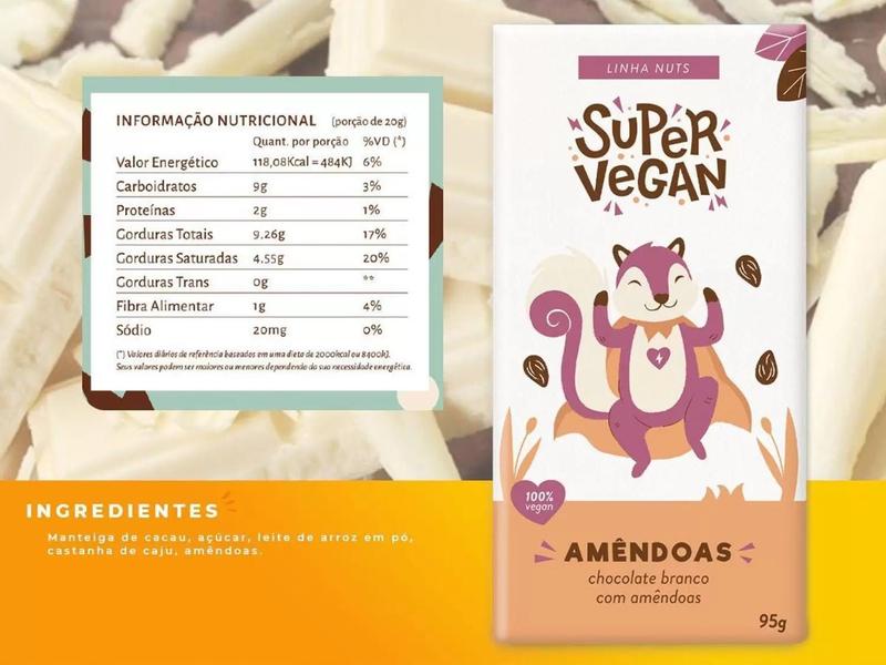 Imagem de Kit c/ 3 Barra de Chocolate Branco Vegano com Amêndoas 95g