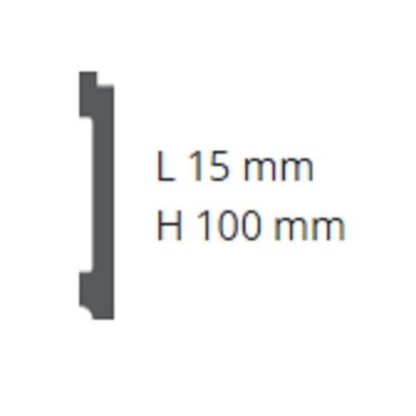 Imagem de Kit c/3 barras Rodapé Lambri de Poliestireno 10cm x 15mm x 2.44m Liso MD10 NMC 7,2m