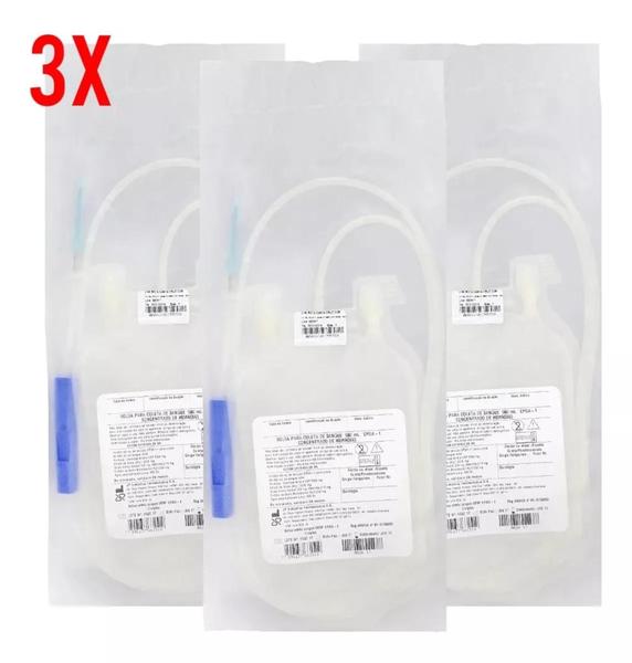 Imagem de Kit C/3 Bolsa Para Coleta De Sangue Cpda-1 500ml - Jp