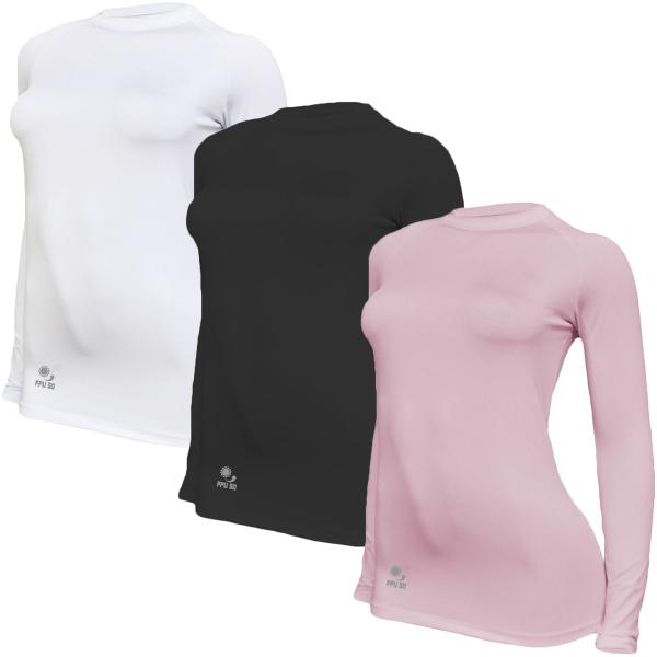 Imagem de Kit C/ 3 Camisas Térmicas Feminino Stigli Pro Proteção Solar FPU 50+ Manga Longa Rash Guard B