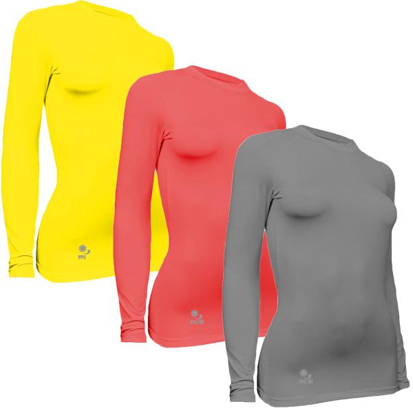 Imagem de Kit C/ 3 Camisas Térmicas Feminino Stigli Pro Proteção Solar FPU 50+ Manga Longa Rash Guard N