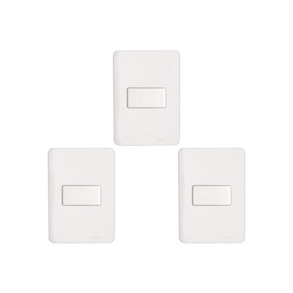 Imagem de Kit C/3 - Conjunto Perlex Aros 4X2 Branco Com Placa(1Simp...