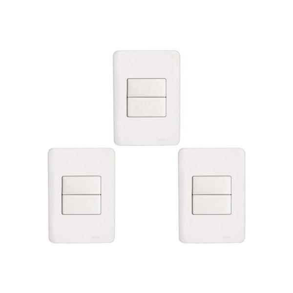 Imagem de Kit C/3 - Conjunto Perlex Aros 4X2 Branco Com Placa(2Para...