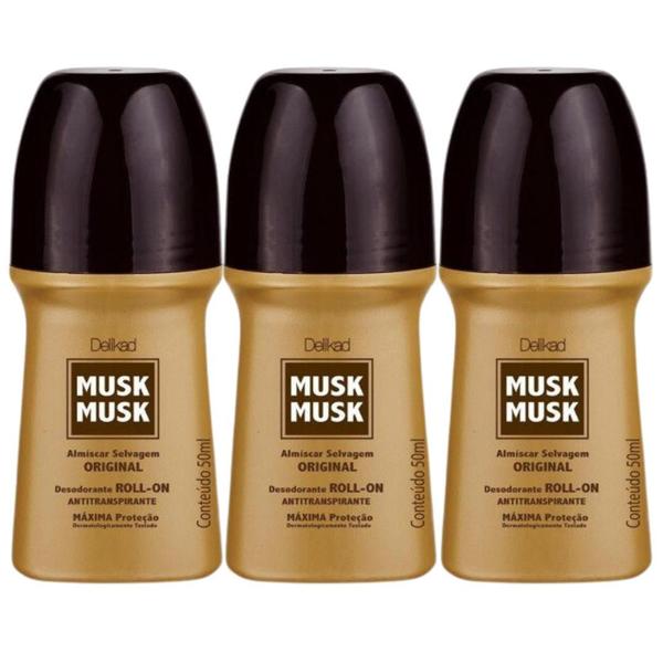 Imagem de Kit C/3 Desodorante Roll-on Musk 50ml Delikad Original