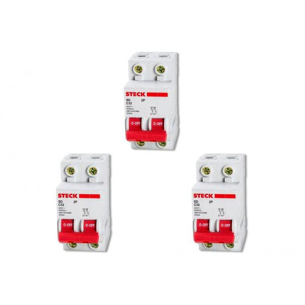 Kit C/3 - Disjuntor Steck Din Bipolar 10A Sd62 C Sdd62C10 Imagem de Kit C/3 - Disjuntor Steck Din Bipolar 10A Sd62 C Sdd62C10