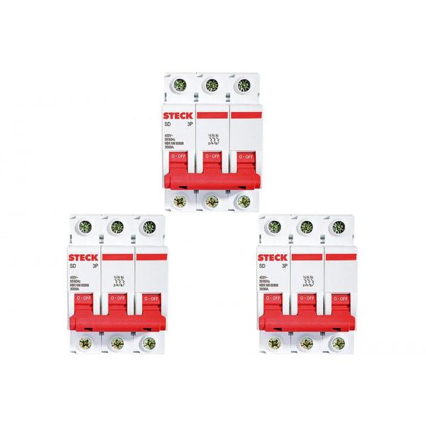 Imagem de Kit C/3 - Disjuntor Steck Din Tripolar 80A Sd3 10Ka