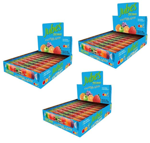 Imagem de Kit C/ 3 Displays Bala Gelatina Jubes Fruit Snack Frutas Jujuba C/ 20 Unidades cada - Dori