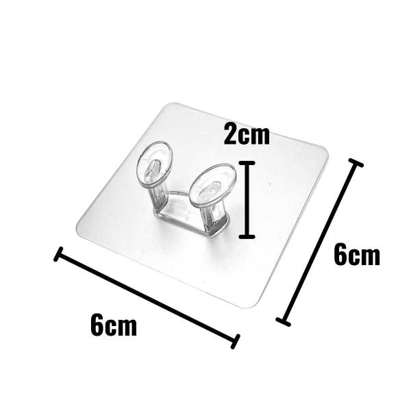 Imagem de Kit C/3 Ganchos Soquete Adesivo Multiuso Organizador 6X6Cm