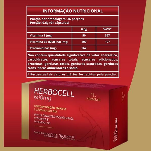 Imagem de KIT C/3 Herbocell 600mg 36 Cáps - Herbolab