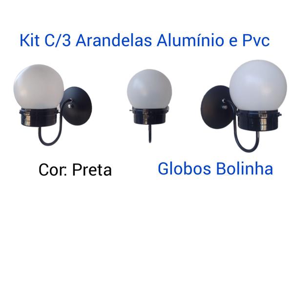 Imagem de Kit C/3 Luminárias de parede Alumínio e Pvc