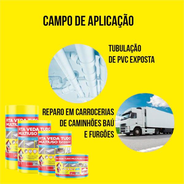 Kit C/ 3 Manta Asfáltica Auto Adesiva Metalizada 10cmx10m Vedatudo - Brasilit Imagem de Kit C/ 3 Manta Asfáltica Auto Adesiva Metalizada 10cmx10m Vedatudo