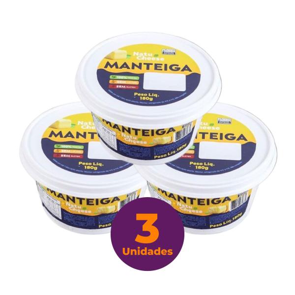 Imagem de Kit c/ 3 Manteiga Vegetal Sem Glúten Sem Lactose NatuCheese 180g