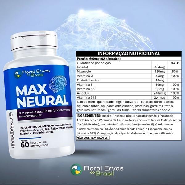 KIT C/3 Max Neural Magnésio + Vitaminas 180 Caps - Floral Ervas - Floral Ervas Do Brasil Imagem de KIT C/3 Max Neural Magnésio + Vitaminas 180 Caps - Floral Ervas