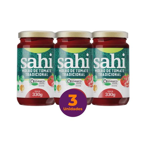 Kit c/ 3 Molho de Tomate Vegano Tradicional Orgânico Sahi 330g Imagem de Kit c/ 3 Molho de Tomate Vegano Tradicional Orgânico Sahi 330g