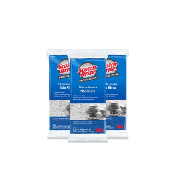 Kit C/3 Pacotes Esponjas Fibra Scotch Brite Azul 3m Não Risca Limpeza Leve Bucha Lava Louça Imagem de Kit C/3 Pacotes Esponjas Fibra Scotch Brite Azul 3m Não Risca Limpeza Leve Bucha Lava Louça