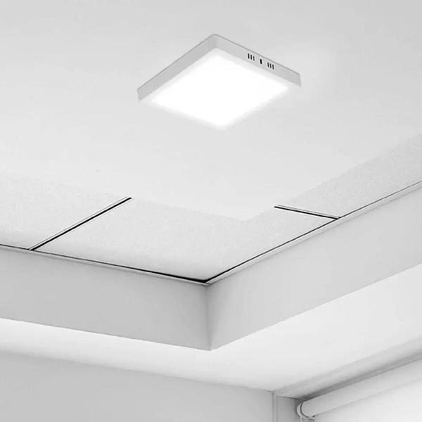 Imagem de Kit C/ 3 Painéis Plafon Slim de Sobrepor Led 24w Quadrado 6500k - Fortled