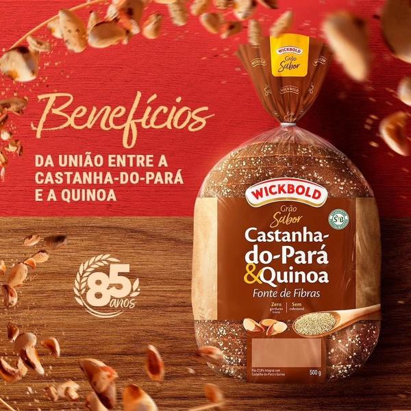 Imagem de Kit c/ 3 Pão de Forma Castanha do Pará e Quinoa Grão Sabor Wickbold 450g